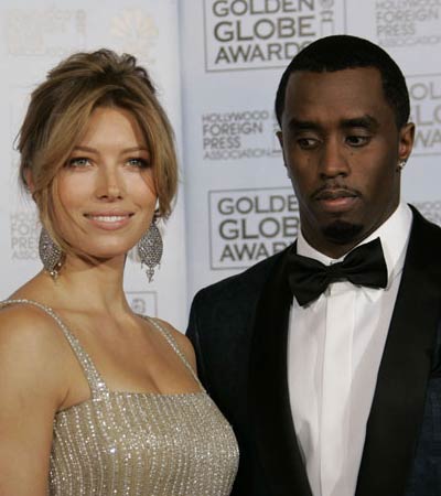 Diddy Stares at Jessica Biel's Gozangas