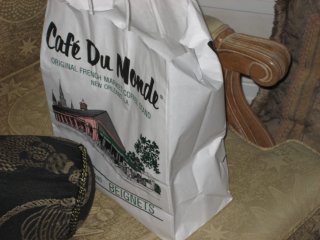 a bag from the cafe du monde